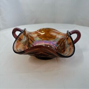Fenton Multicolor Glass Dish with Handles
Minor chip